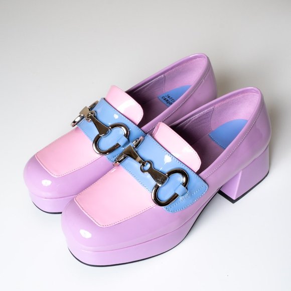 NEW 💕 Jeffrey Campbell Student 2 Platform Loafer Patent Leather Liliac - Picture 16 of 17